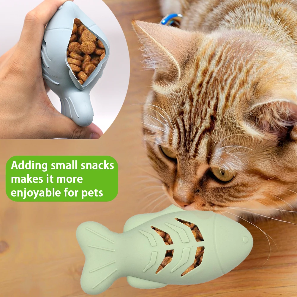 

Pet cat toys self high boredom catnip teasing cat teething stick clean teeth bite-resistant cats with silicone fish