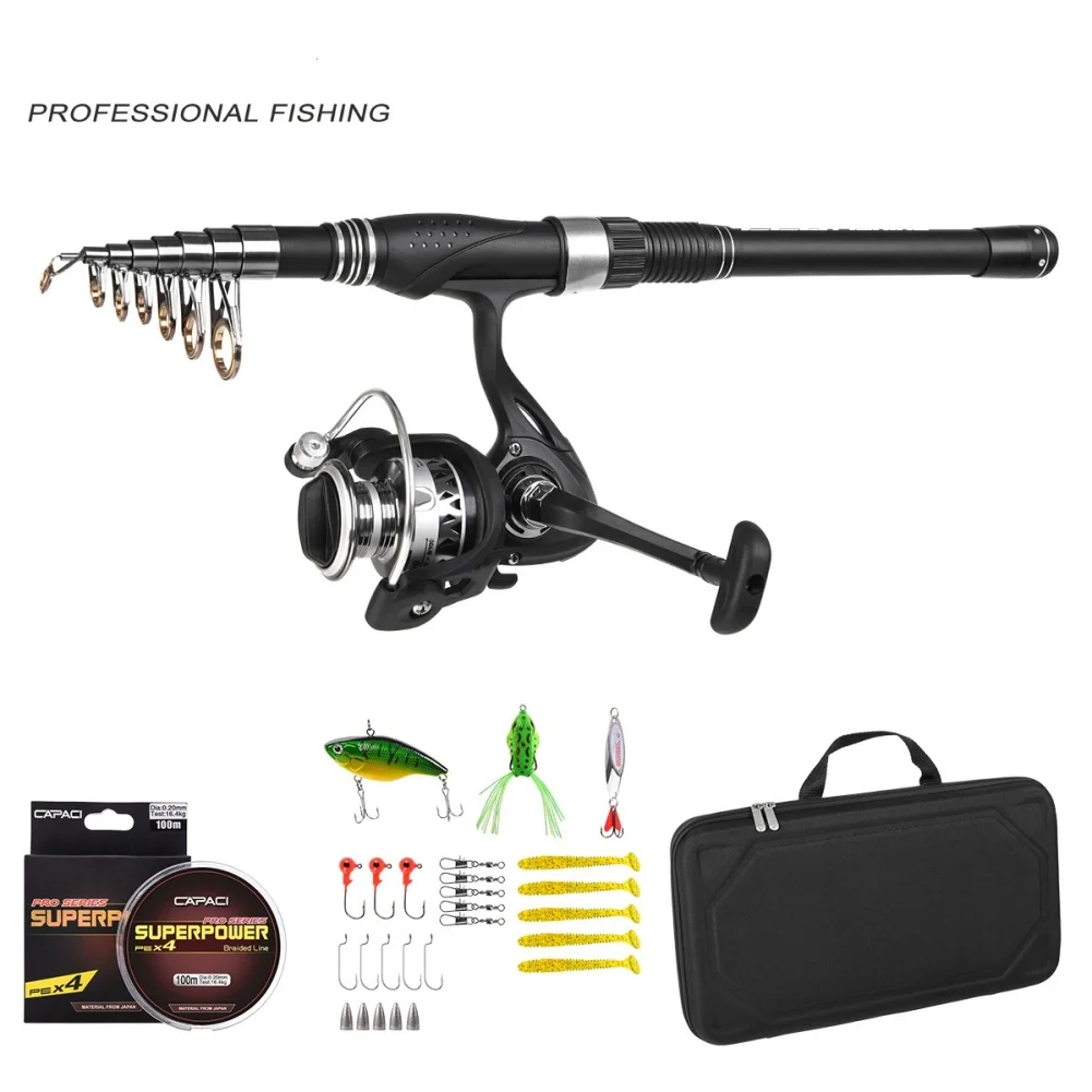 

Телескопическая удочка Combo 5.9ft/6,9 Ft/7.9ft/8.9ft/9.8ft, складная удочка, катушка с сумкой