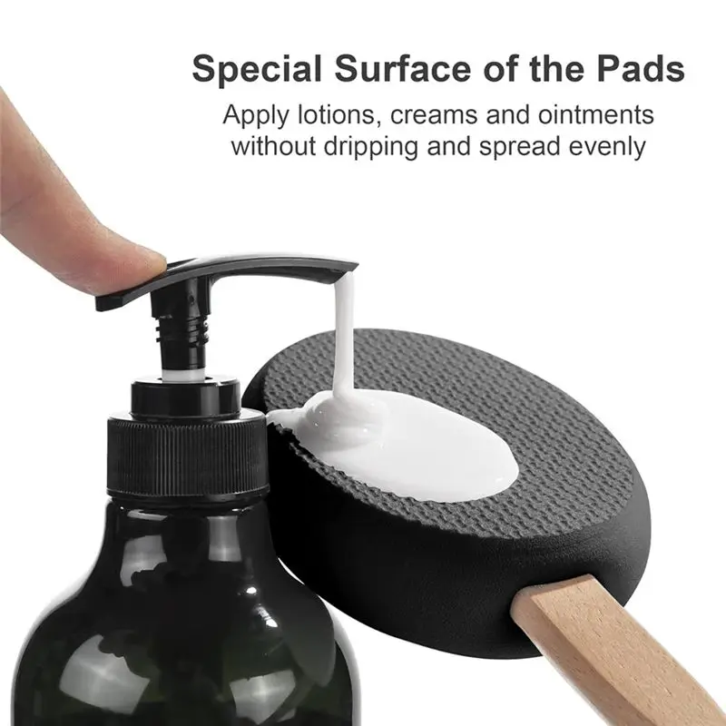 M04K Back Lotion Applicator With Long Handle And 1 Replaceable Pads, Ideal For Young People And The Elderly-Black.