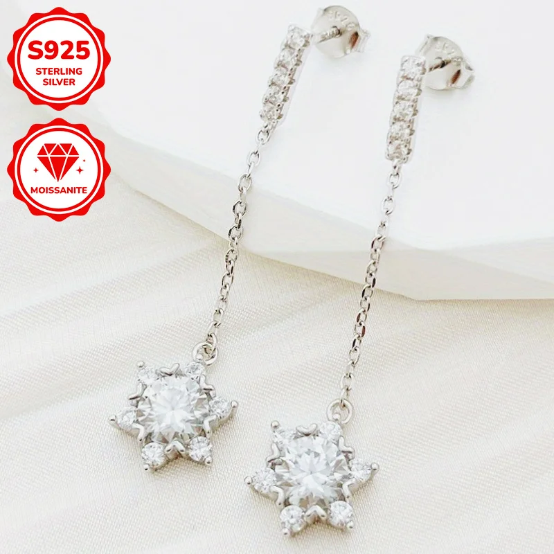 

1 Pair 1 Carat S925 Stylish and Delicate S925 Star Pendant Earrings, Christmas and New Year Gifts, Birthday Gifts.