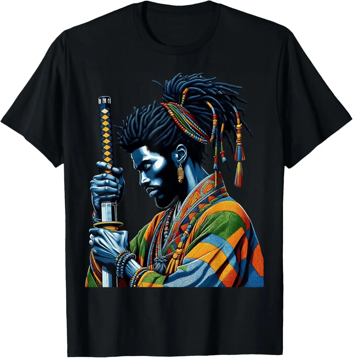 Afro American Samurai Japanese Style Bushido Art T-Shirt