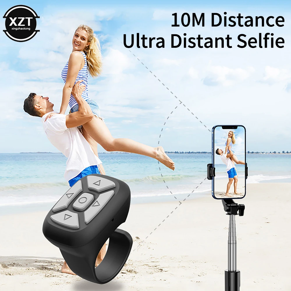 Wireless Bluetooth-compatible Ring Remote for iPhone Xiaomi Samsung Mobile Phone Selfie Stick Controller For Tiktok Page Turning