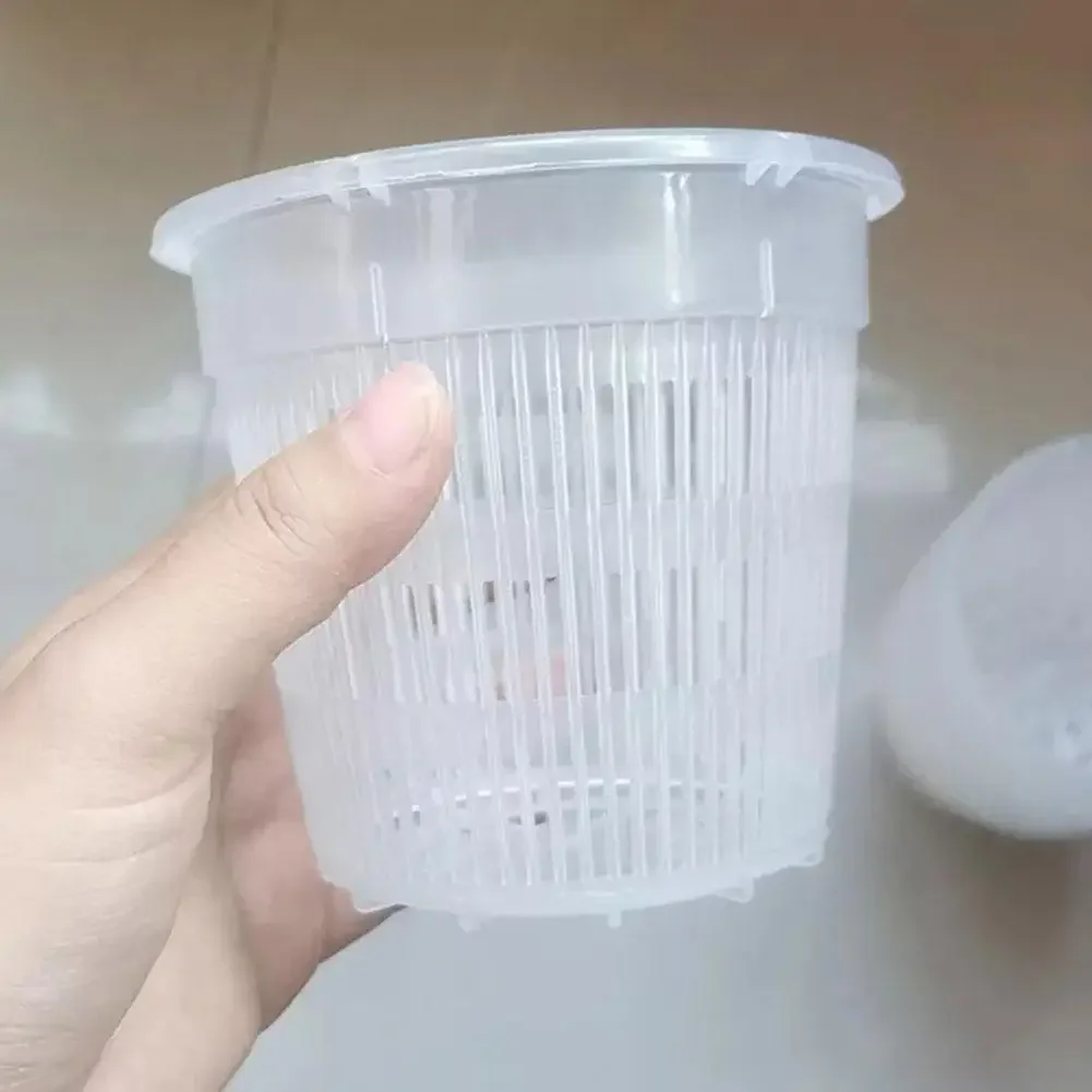 Meshpot Clear Plastic Orchid Pots For Flower Breathable Basin Orchid Planters Root Control Orchid Transparent Desktop Pot G moss