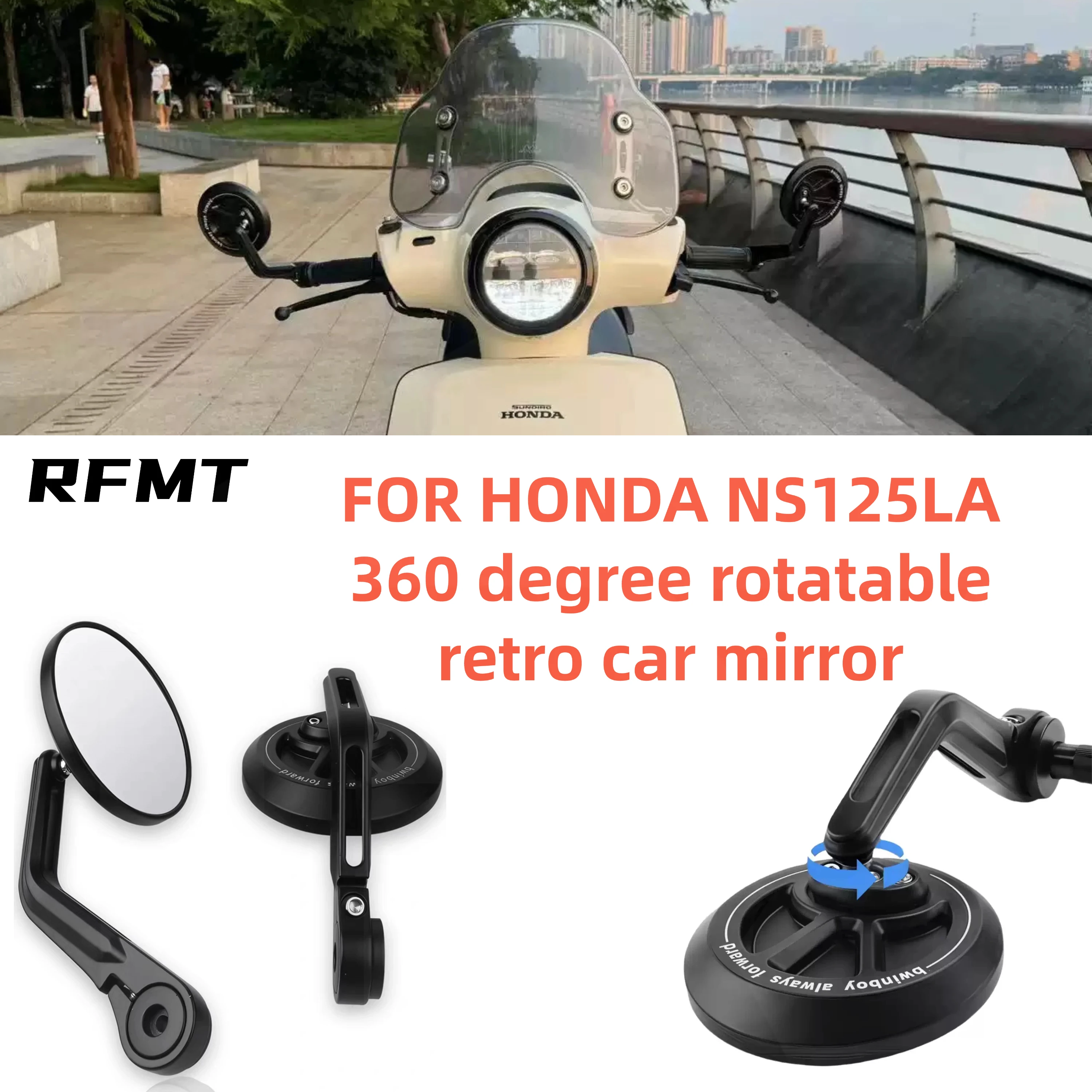 

Suitable for New World Honda NS125LA modified rearview mirror retro circular reflector reversing mirror CNC process rearview
