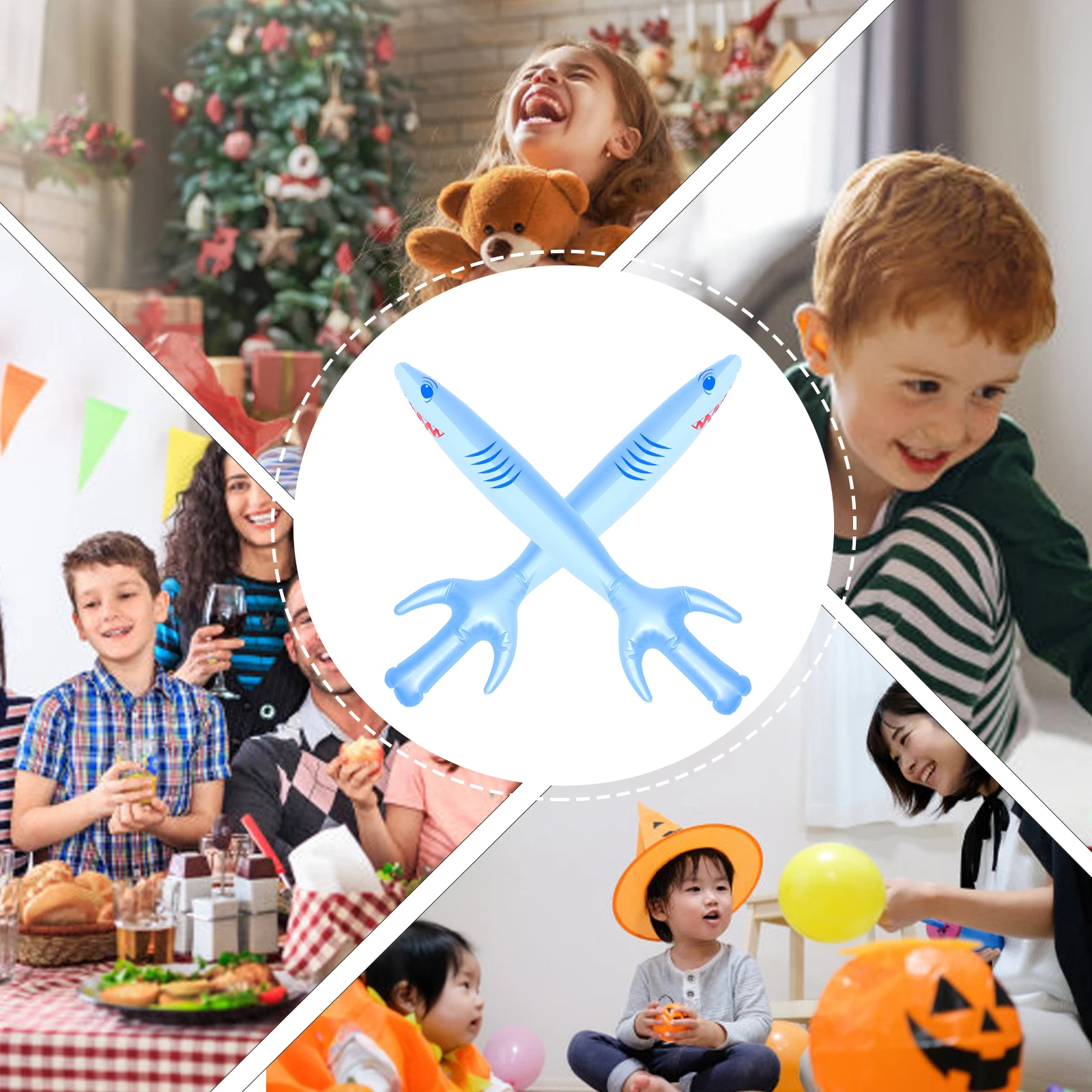 

2pcs Inflatable Cartoon Shark Swords Pirate Party Playthings Pvc Balloon Cosplay Props For Halloween Birthday Festival Role Play