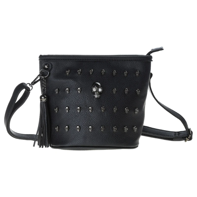 Fashion Women Skull Punk Goth Tassel  Shoulder Bag Crossbody Handbag E74B