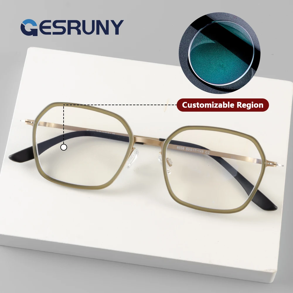 

Gesruny Fashion Polygon Progressive Prescription Glasses Custom Myopia Optical Lenses Eyeglasses For Women Men Reading Eyewear