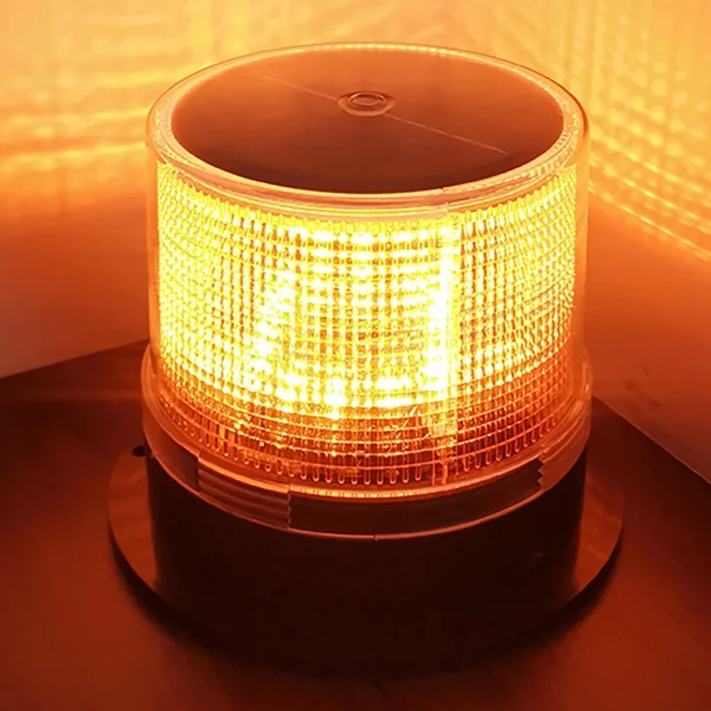 Lampu Strobo Peringatan LED Tenaga Surya, Lampu Beacon Magnetik Bulat untuk Atap, Lampu Flash untuk Penghalang Jalan Malam Hari, Pos Keamanan, Aksesoris Keselamatan