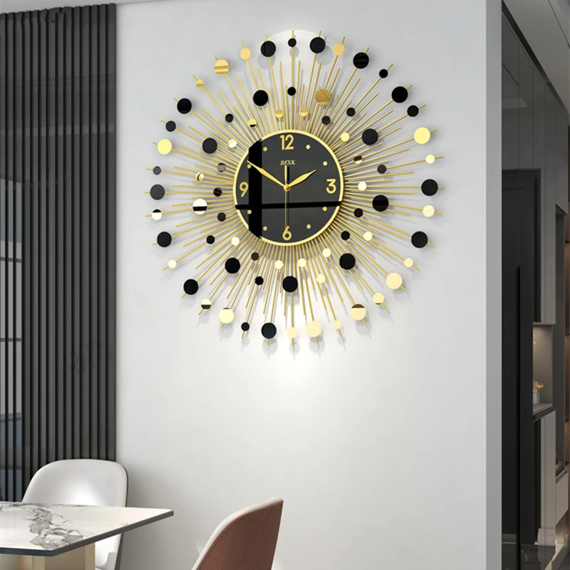 Luxury 3d Large Wall Clocks Modern Living Room Office Round Art Clock Nordic Creative Metal Iron Silent Hanging Watch Decoration