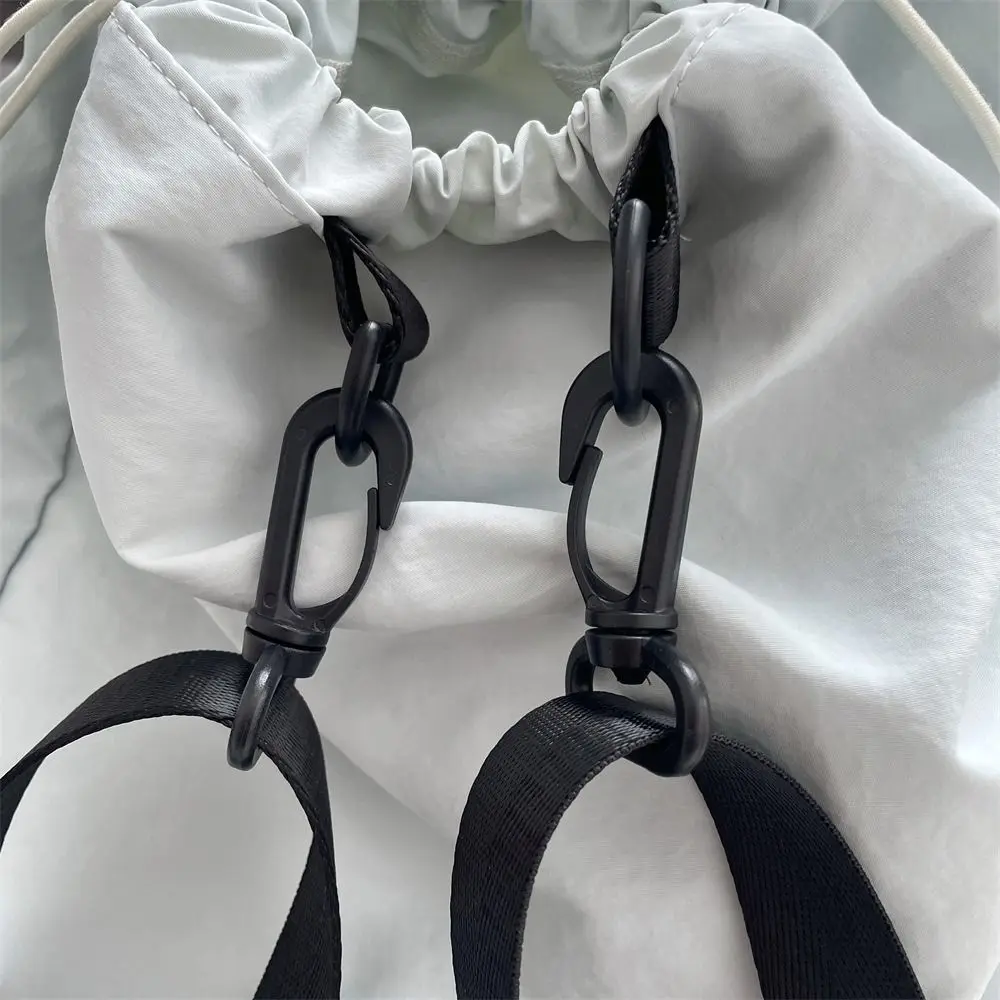 패션 솔리드 컬러 드로스트링 캔버스 백 대용량 스트랩 조절 가능 숄더백 크로스백 여성용