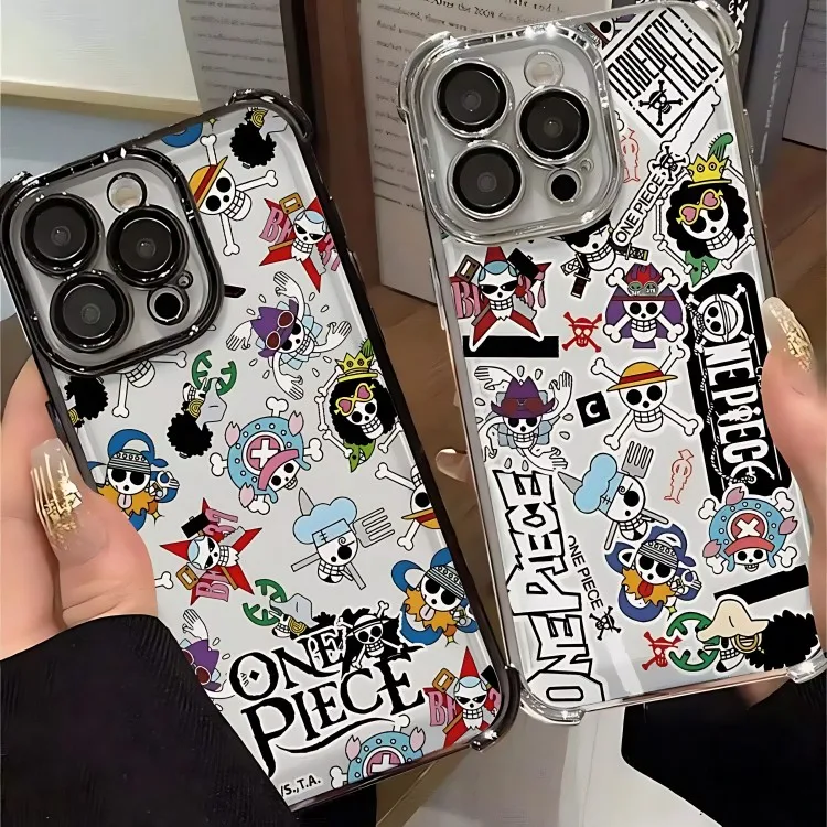 Cartoon Plating Phone Case For O-One Pieces iPhone 17 17e 16e 16 15 14 13 12 11 Pro Max X XR 7 8 Mini Air Plus Anti-Fall Airabag