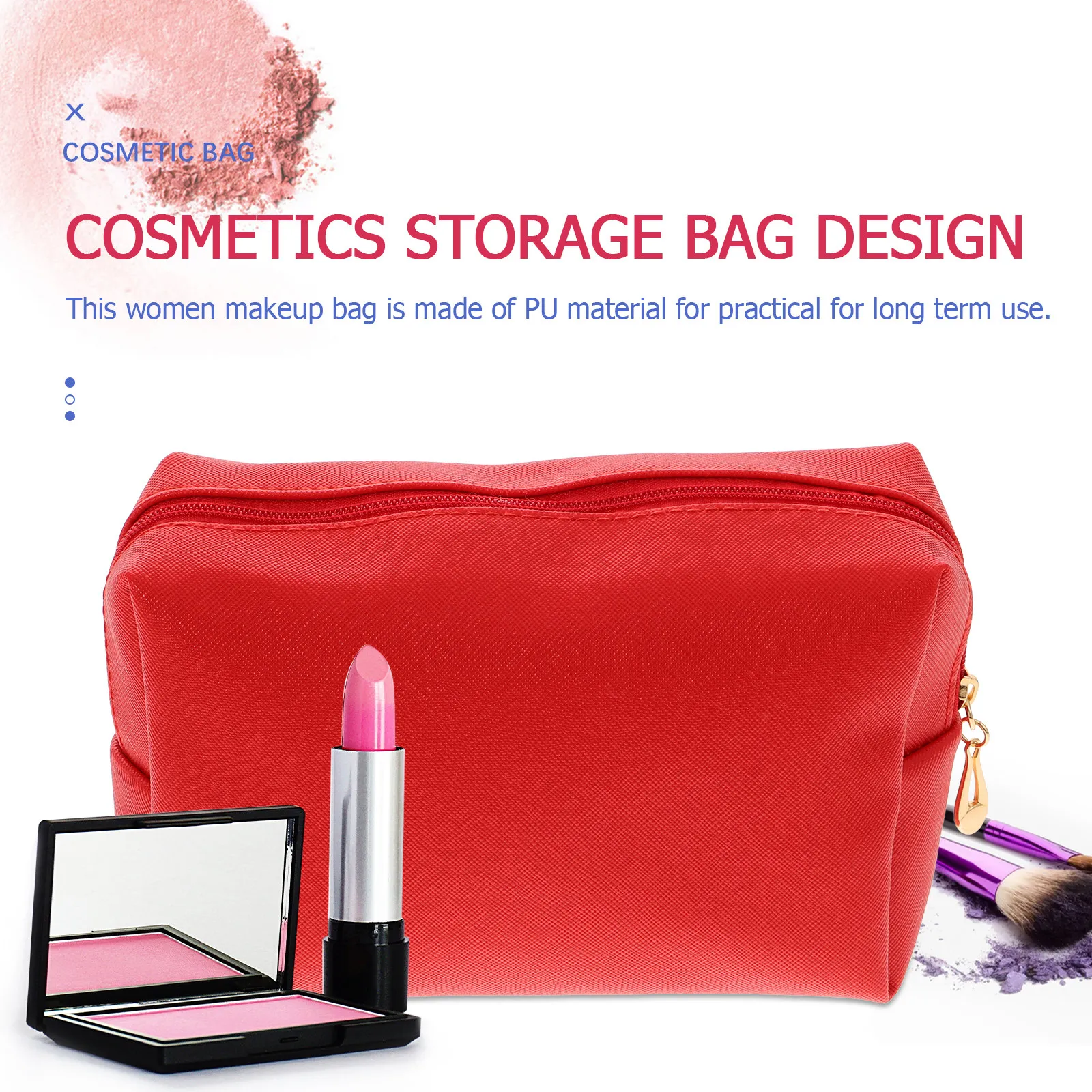 Red Lipstick Storage Bag Portable Stitching Makeup Bag Shiny Travel Toiletries Pouch Fashion Chic Design