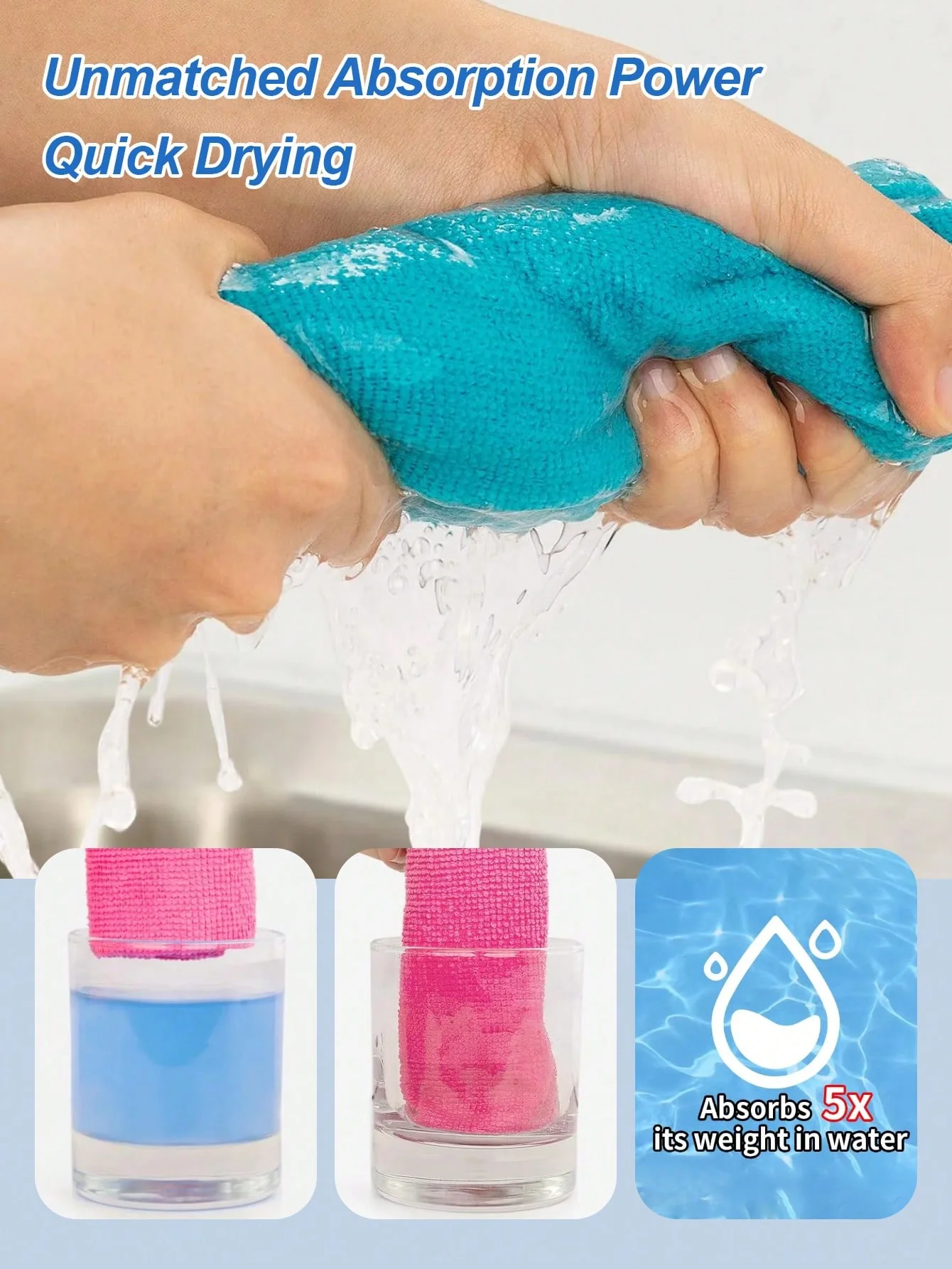 قماش تنظيف من الألياف الدقيقة، فائقة الامتصاص، خالية من الخدش، قابلة لإعادة الاستخدام، السيارة/المطبخ/الحمام/الزجاج/النافذة/غسل الأطباق، متينة، Fa #4