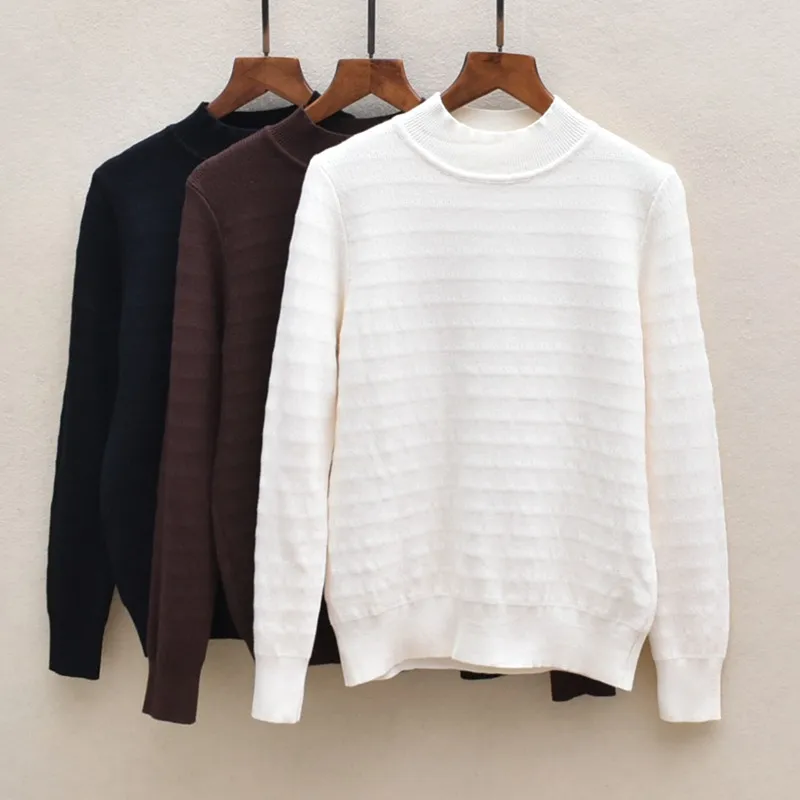 

Women's Thiened Long Sve Sweater Autumn Winter f High Collar One-Piece Fce Pull-Over Versatile Loose Fit Knitwear