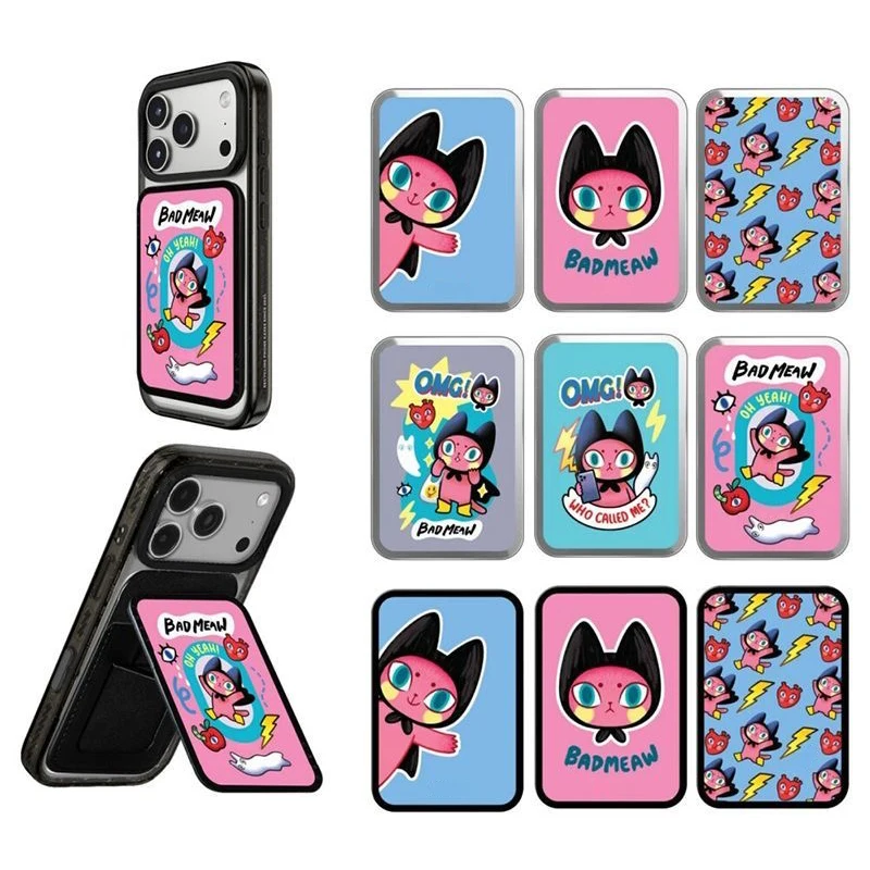 

Cartoon Bad Cat Magnetic Grip Card Holder Phone Stand for IPhone Holder Mount Support for Galaxy Phone Accessories