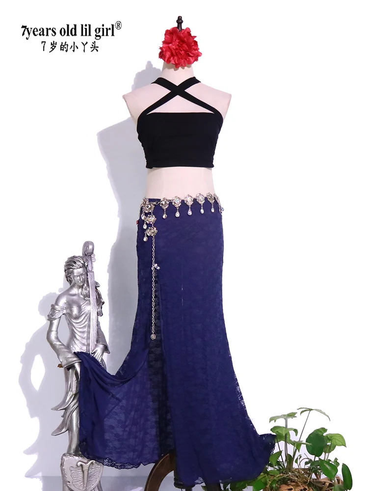 

Lace Belly Dance Skirt With Underwear Girls Practice Dancer Clothing EX32