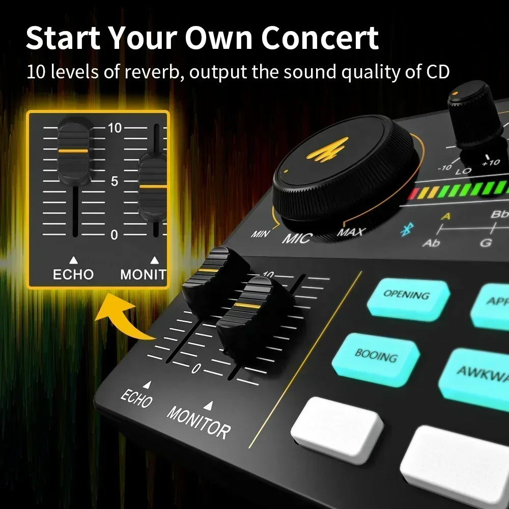 En stock: Tarjeta de sonido MAONO profesional con volumen ajustable para transmisión en vivo, instrumentos, DJ, mezclador de música e interfaces de audio.