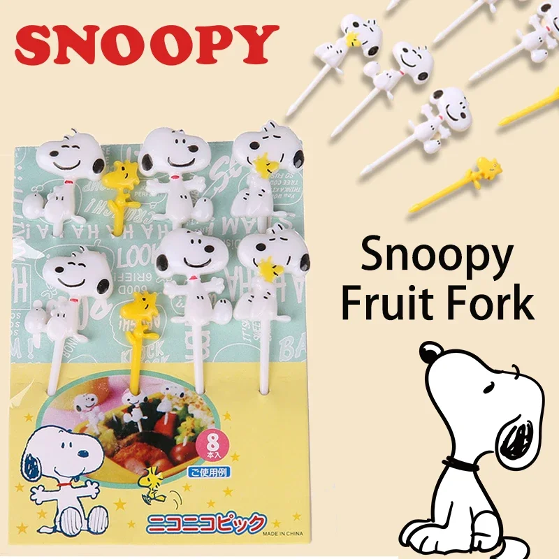 Snoopy Mini Fork Kids  Fruit Fork Bento Box Decoration Snack Cake Dessert Lunch Bento Accessories Forks Food Grade Plastic Cute