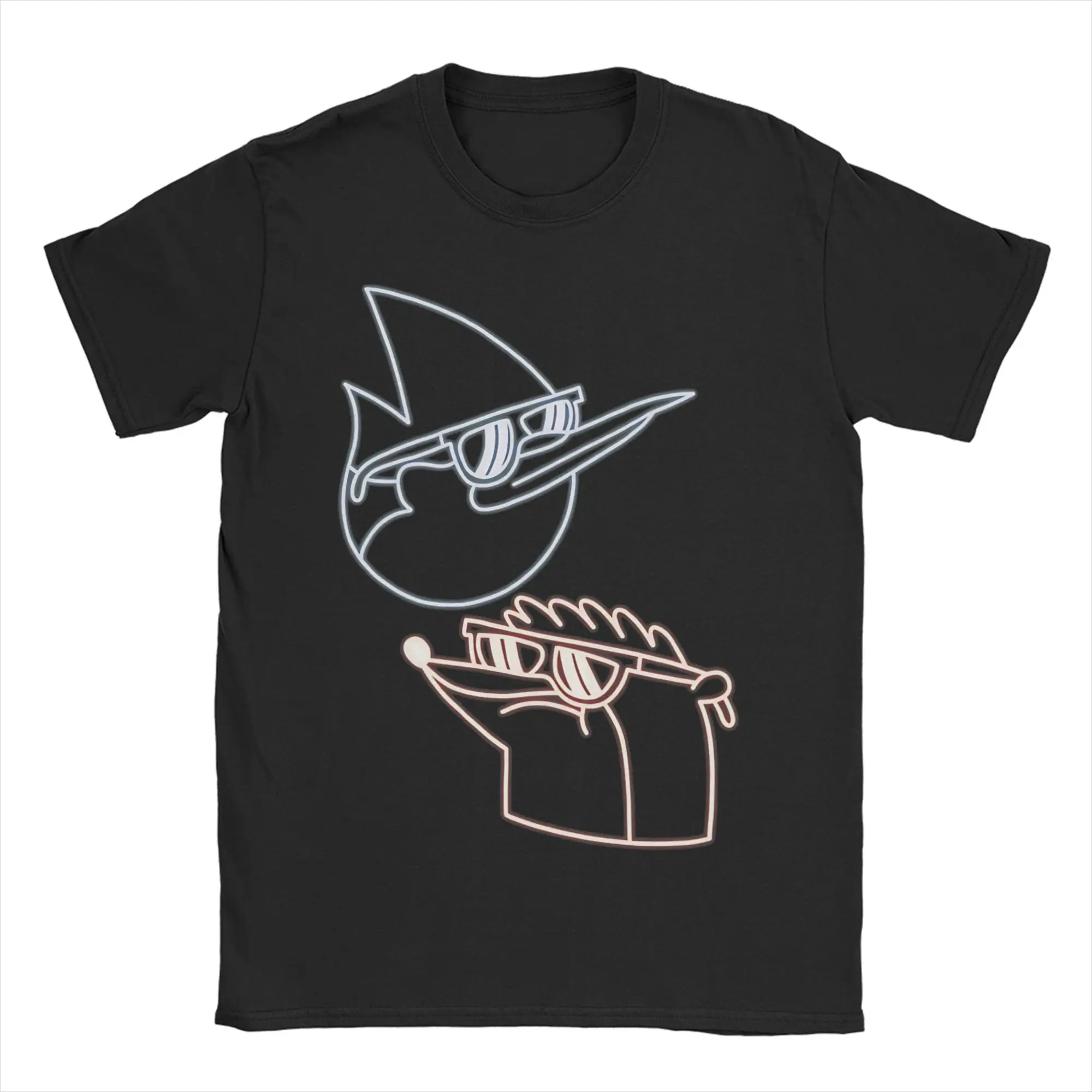 Mordecai and Rigby neon for Men Women T Shirt Regular Show Tee Shirt Short Sleeve T-Shirt 100% Cotton Gift Idea Clothing
