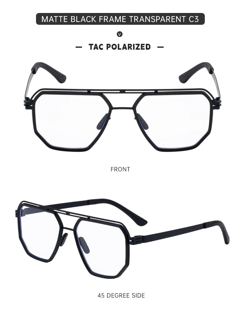 Übergroße quadratische Steampunk-Polarisierte Sonnenbrille für Herren – Luxusmarke 2026 mit Doppelsteg und Polygon-Design – Punk-Sonnenbrille für Männer – Detail 20