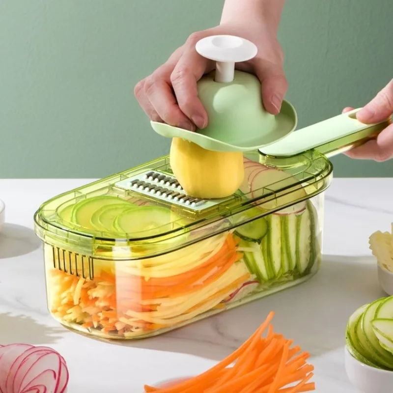 Multi-Function Vegetable Slicer, 6-in-1 Kitchen Grater and Chopper for Potato, Carrot, Cucumber