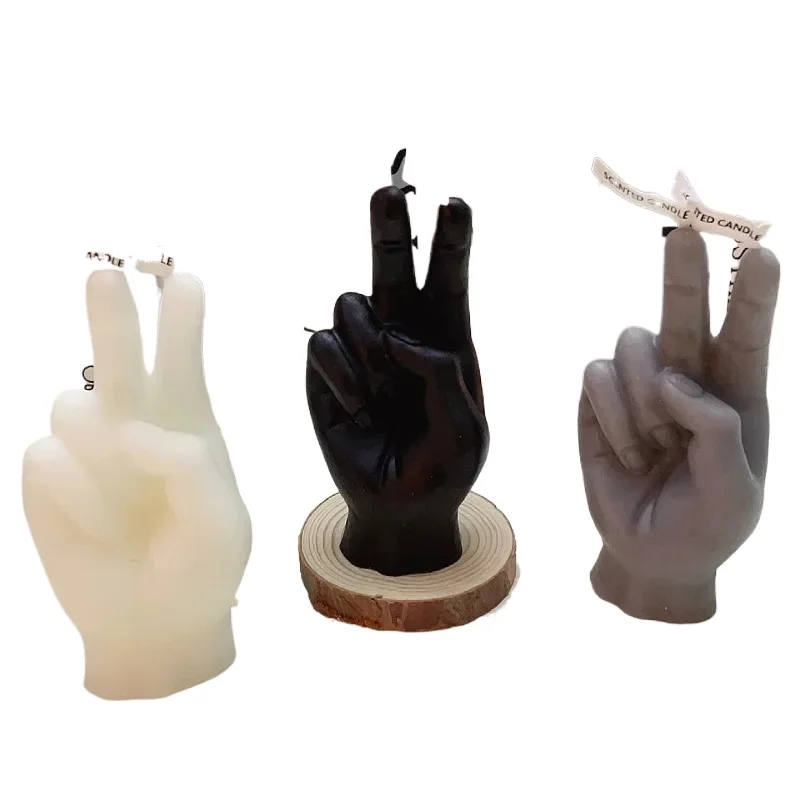 اكسسوارات ديكور منزلي النصر لفتة إصبع على شكل شمعة الروائح مضحك ضيف هدية شمعة الإبداع الحديث