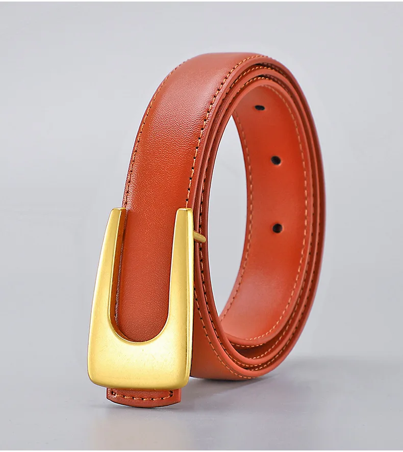 Damen Retro U-Schnallen Echtleder-Gürtel, Minimalistischer Vielseitiger Dekorativer Kleider- und Anzuggürtel, Schlanker Damen-Stil – Detail 14