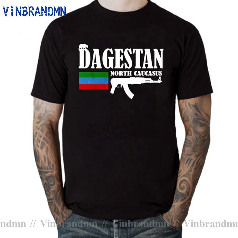 Russian North Caucasus Dagestan Fighter Men's T Shirt Short Sleeve Crewneck Cotton T-shirt for men 2022 Trend Fashion Tops Tees