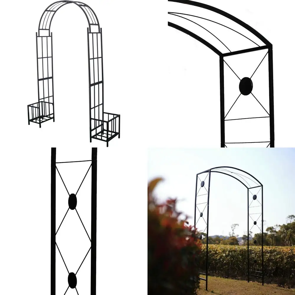 

Seven-Foot-Six-Tall Garden Arch with Plant Basket, 3-Foot-Seven-Wide, Outdoor Climbing Plant Arbor for Lawn and Backyard