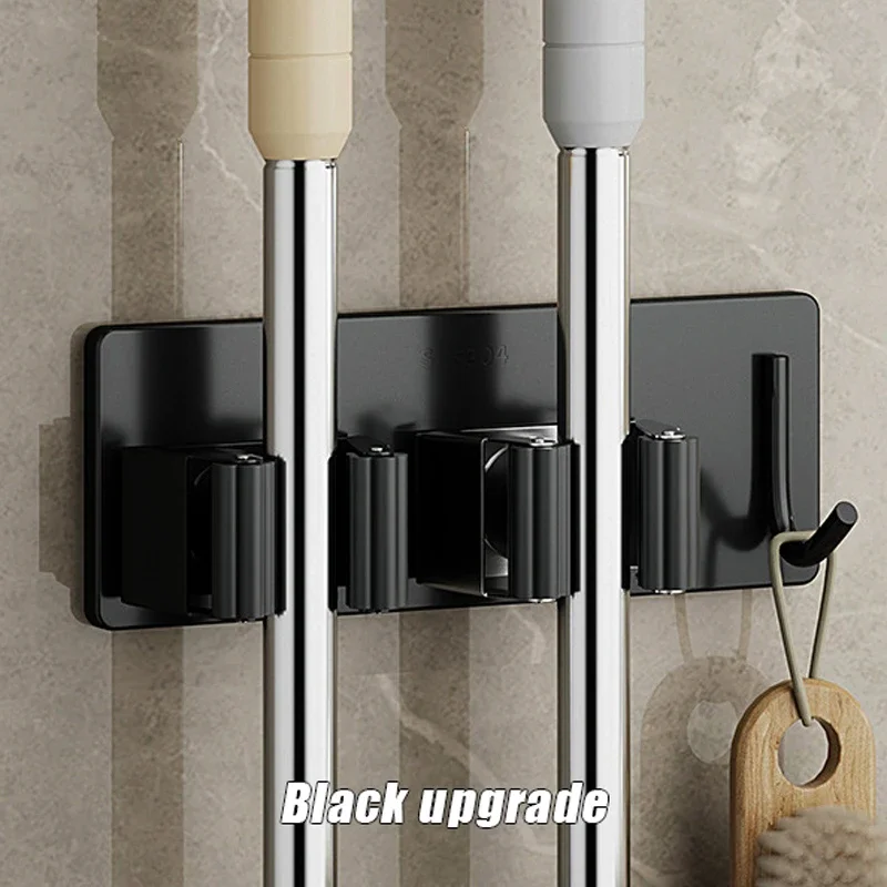 

1-3PCS Stainless Steel Household Storage Rack Bathroom Nail-free Hook Wall-mounted Mop Storage Rack Waterproof Broom Rack