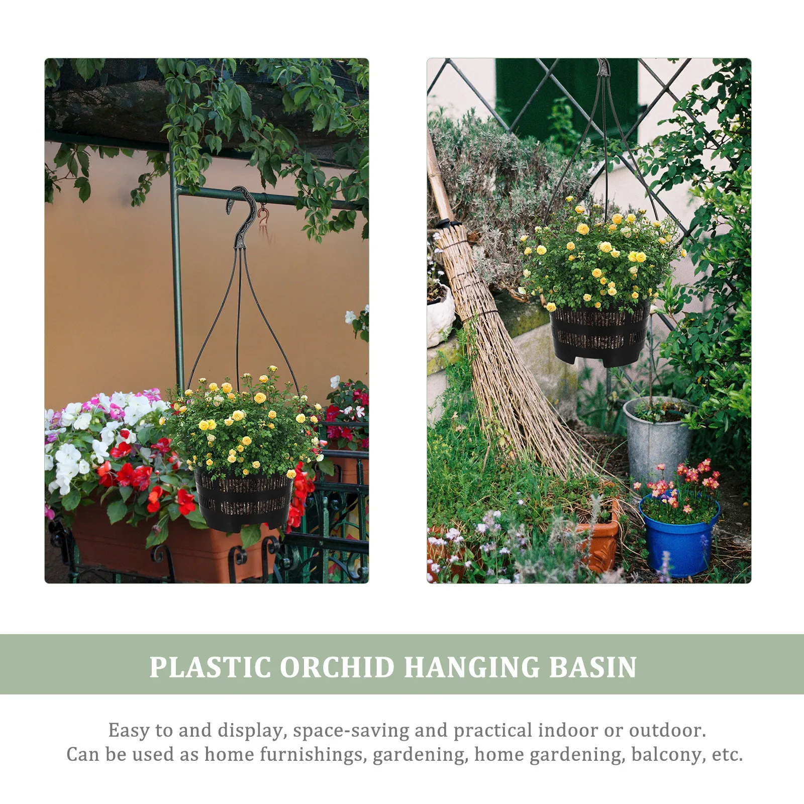 5Sets Plastic Hanging Flowerpot for Succulents and Orchids Elegant Modern Design Space Saving Indoor Outdoor Balcony Garden