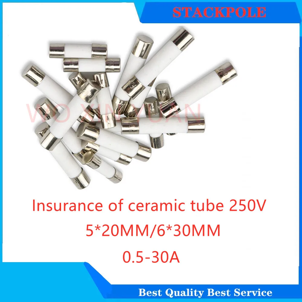 

10pcs/lot 5*20mm 6*30mm Fast Blow Tube Fuses 250V 0.5A 1A 2A 3A 4A 5A 6A 6.3A 8A 10A 15A 20A 25A 30A AMP Fuse Ceramic Fusible