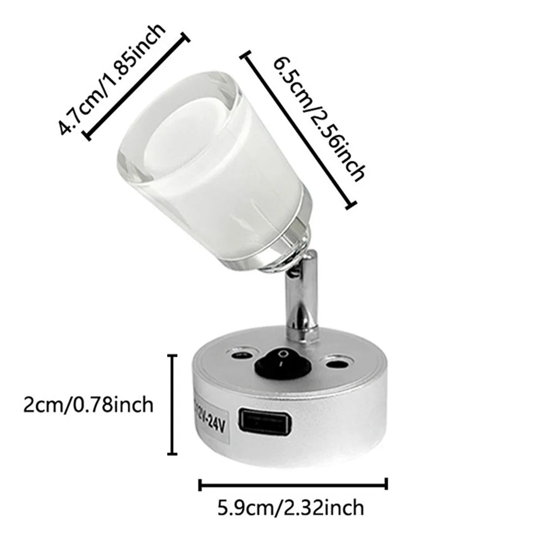 12V - 24V RV Lamp with USB Type C Charging Port Type A USB 360°Swivel Light for Bedside Reading lamp of Truck Trailer Ship