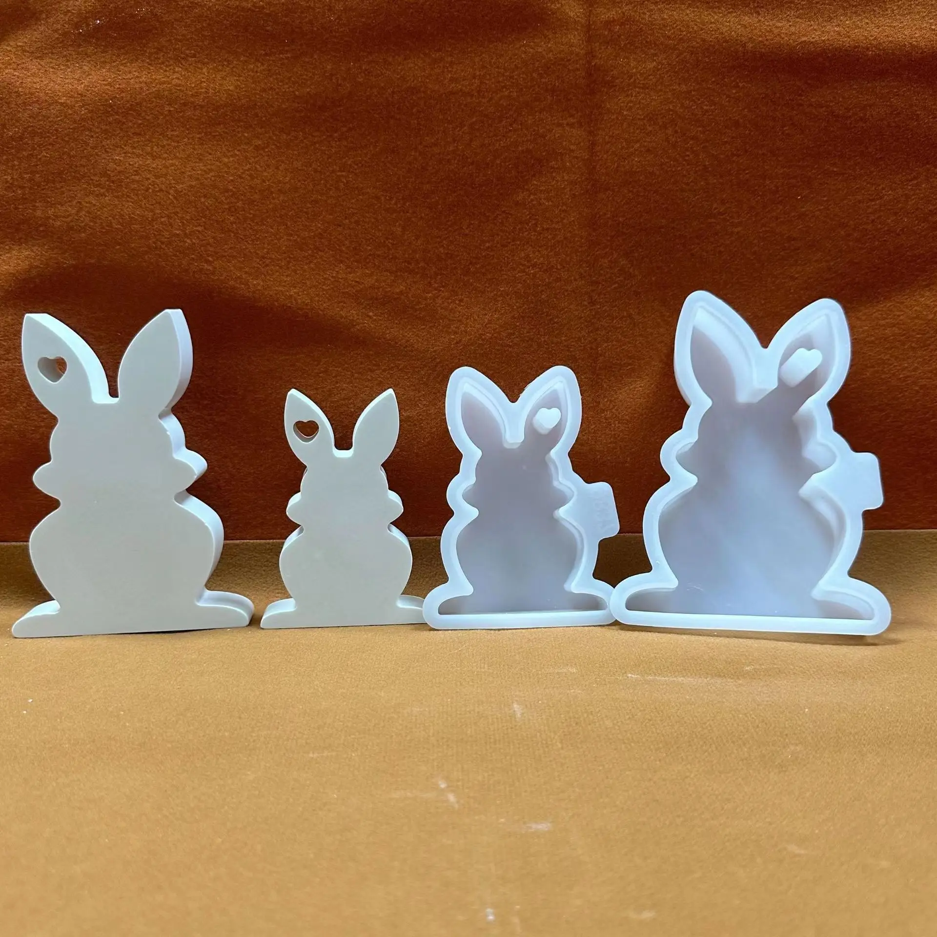 Easter Love Standing Rabbit Candle Ornaments Mold DIY Resin Cement Gypsum  Pouring Ornaments Silicone Mold Home Decoration