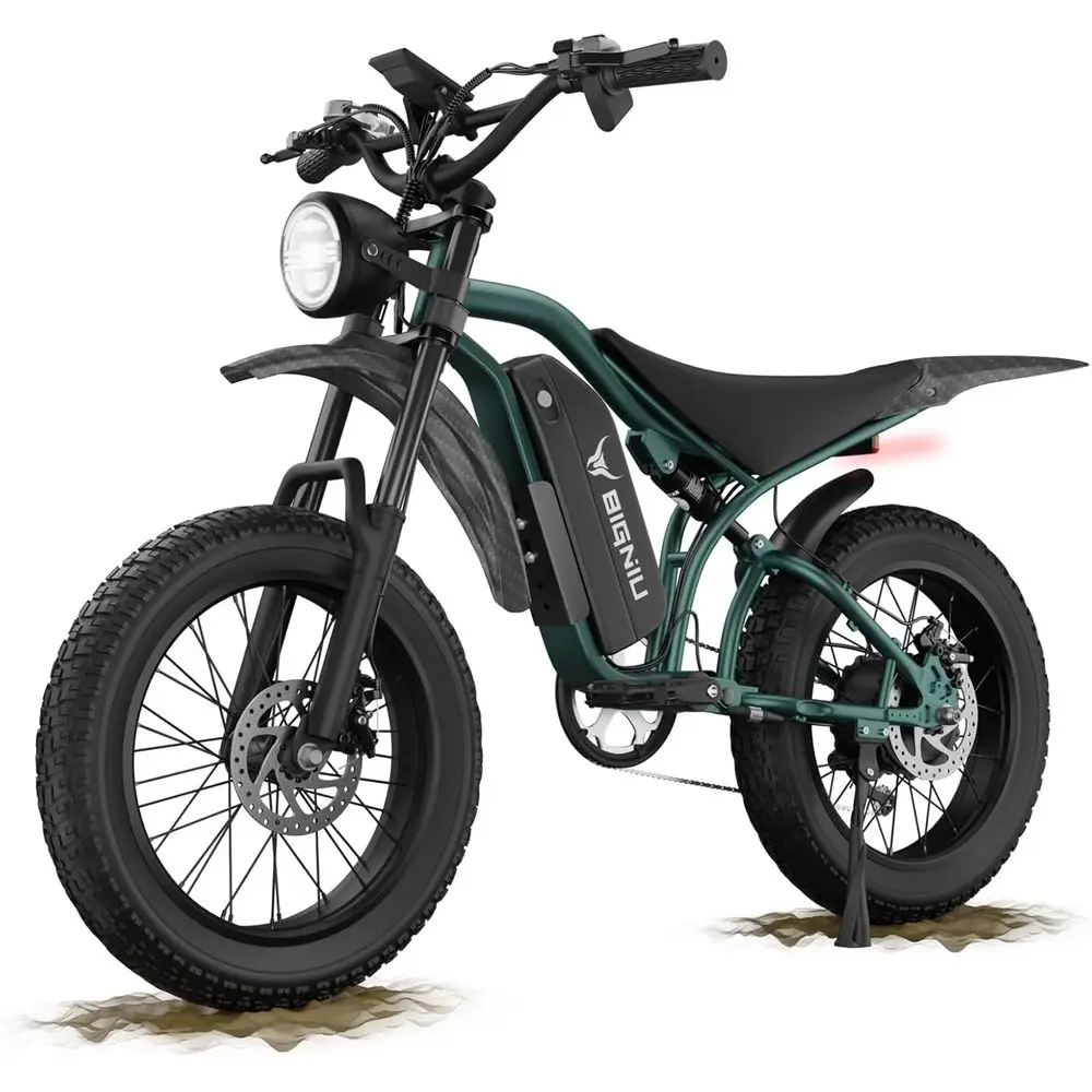 

High-Power 1200W Electric Mountain Bike with 20 Tires, 48V 15Ah Battery, 7-Speed Gears, Dual Disc Brakes