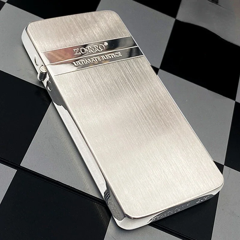 

Zorro Windproof Ultra-thin Pure Copper Lighter Vintage Engraved Wheel Metal Lighter Men's Smoking Accessories Gadgets
