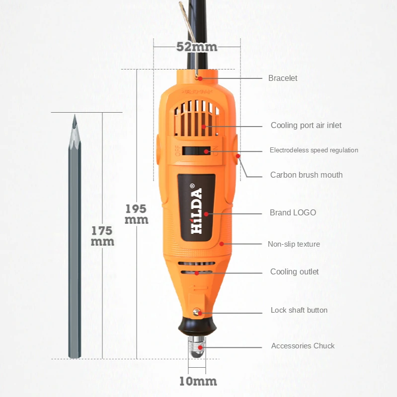 For HILDA Drill Grinder Engraver Pen Grinder Mini Drill Rotary Tool Grinding Machine Accessories for dremel