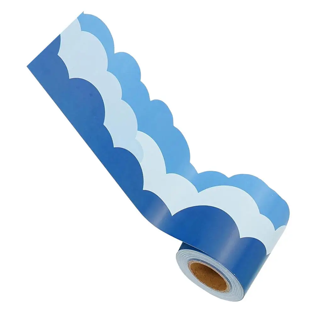 Blue Sky Bulletin Board Stickers Cloud Shaped Die Cut Trim 7.5cmx21m Self Adhesive Classroom Blackboard Wall Decoration