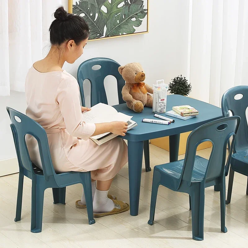 Plastic household study table, living room leisure small coffee table, children's table and chair set, kindergarten baby learnin