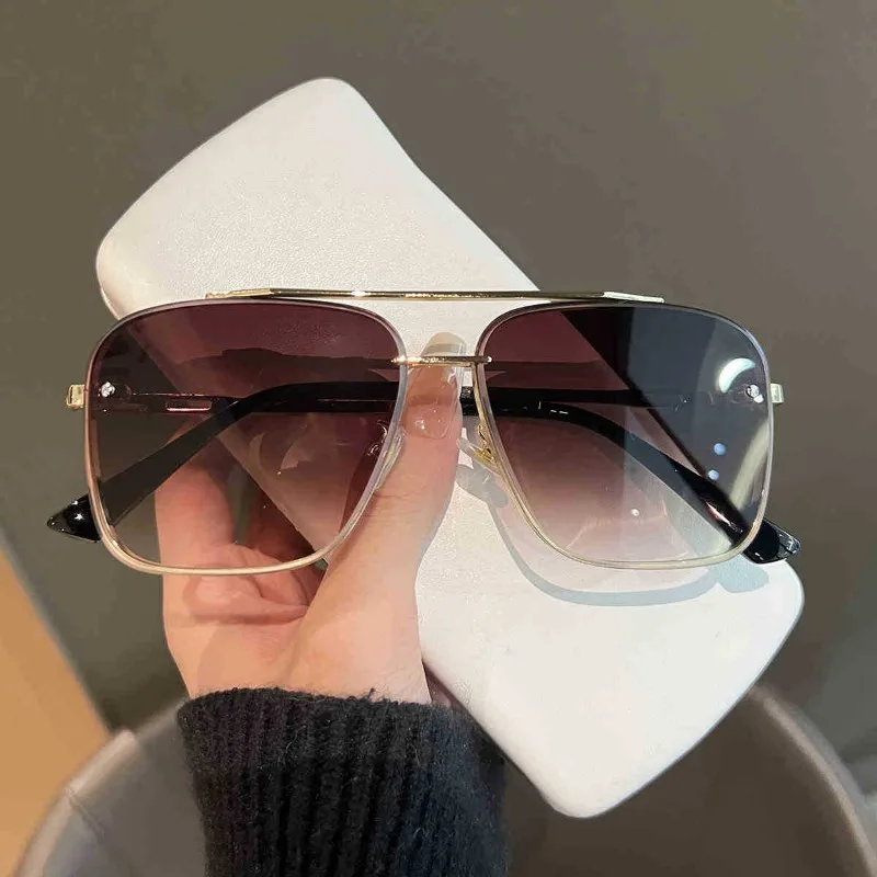 

Vintage Metal Double Bridges Men Sunglasses Fashion Gradient Ocean Lens Eyewear Women Trending Sun Glasses UV400 Glasses