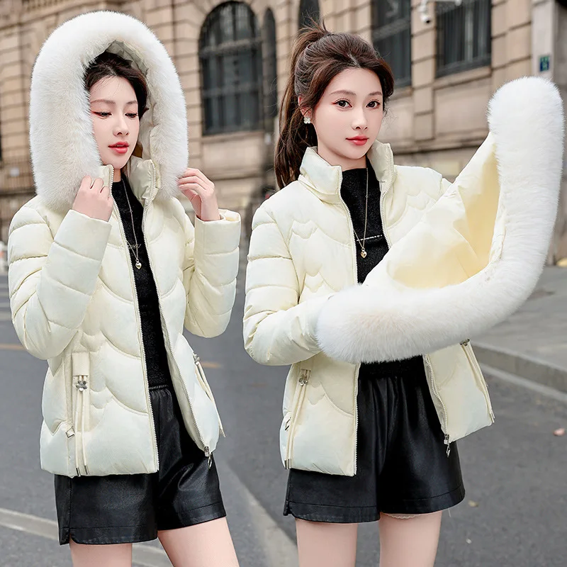 سترة دافئة جديدة لعام 2025 مع قبعة فرو قابلة للفصل، معطف قطني سميك للخريف والشتاء، معطف قطني بأكمام طويلة، معطف قطني باركر