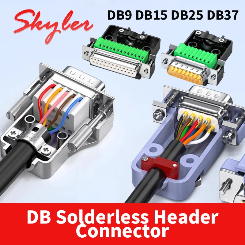 Industrial DB9 DB15 DB25 DB37 Male/Female Connector RS232 Serial Port Head Joint 9 15 25 37Pin Solderfree Terminal Plug Adapter
