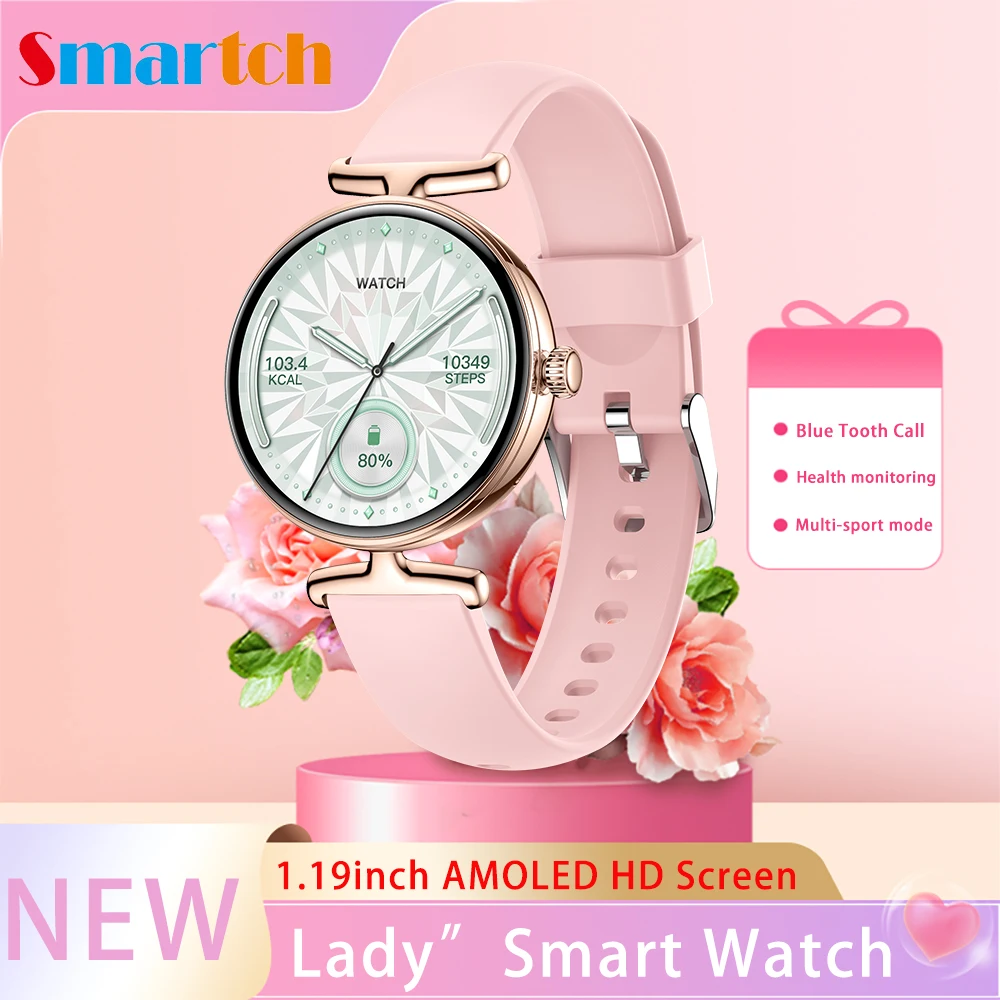 

2025 New Women AMOLED Screen Blue Tooth Call Smart Watch Health Monitoring Heart Rate Sport Bracelet Music Waterproof Smartwatch