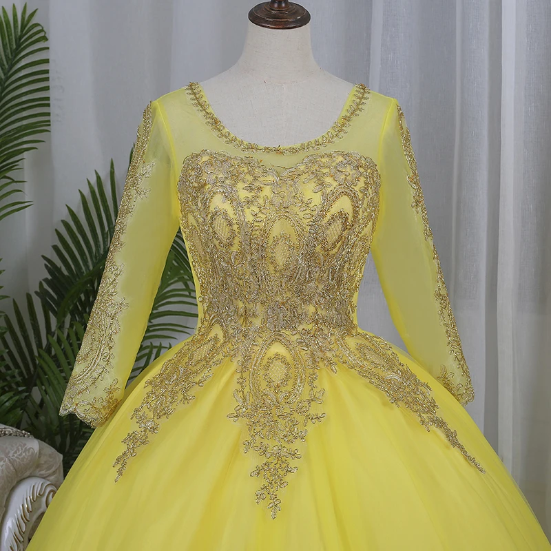 فساتين Quinceanera فستان Loang بأكمام للحفلات الراقصة فستان أنيق للحفلات كلاسيكي دانتيل صور حقيقية Vestidos مقاس كبير