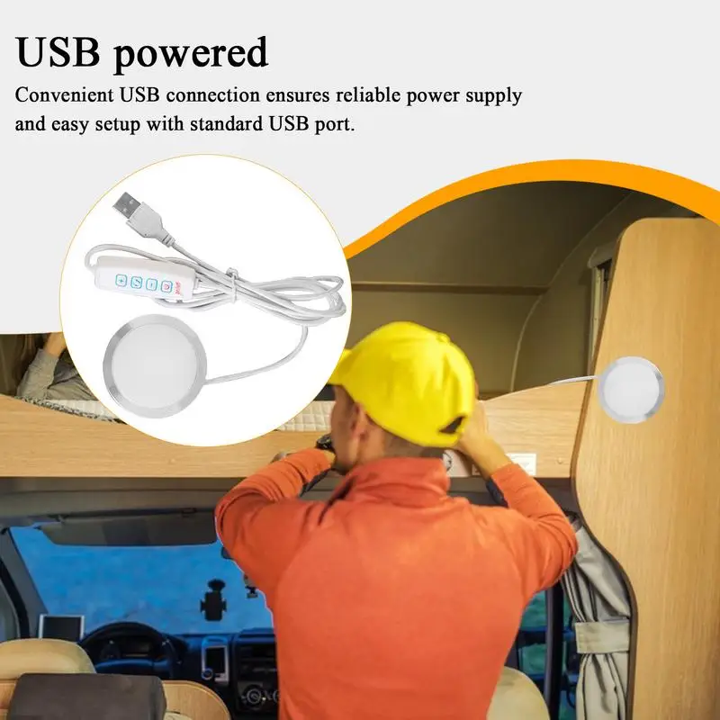 

LED Wardrobe Light USB 5V Ultra-thin USB Round Interior LED Lights Adjustable Brightness 60mm Interior Lamp For Home
