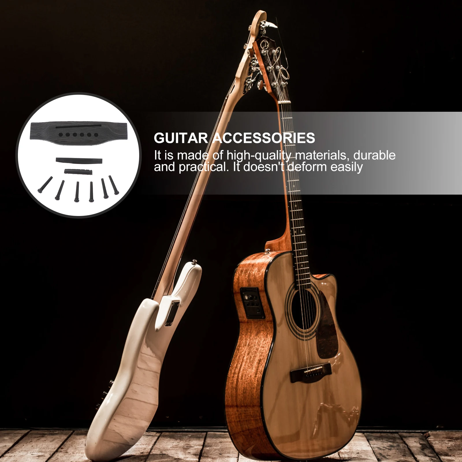 

Guitar Accessory Set Acoustic Bridge Parts Pins and Accessories Maintenance Kit