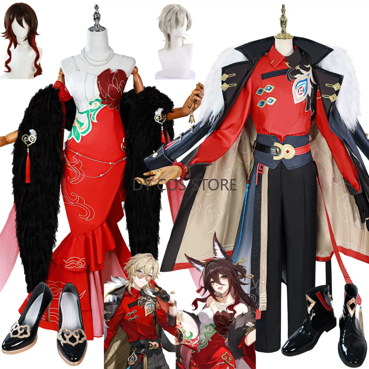 

Игра Tingyun Aventurine Honkai: Star Rail X Jia Duo Bao Косплей Костюм Какаваша Платье Униформа Парик Обувь Мужчина Женщина Костюм Партии