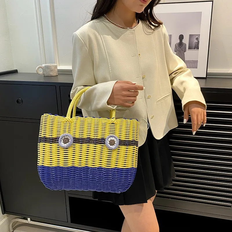 2023 New Fashion Simple Woven Handbag Women\'s Bags Large Capacity Tote Bag Girls Bag Beach Bag Shopping Bag Vegetable Basket Bag