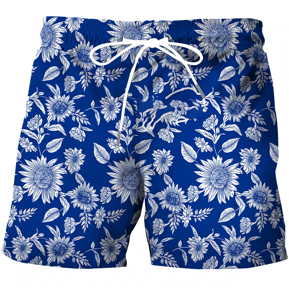 BHRIWRPY Plus Size Men\'s Sea Wave Graphic Print Shorts For Outdoor Sports Trendy Casual Board Shorts