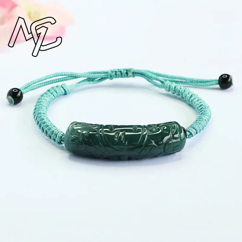New Natural Myanmar Emerald Blue Water Circular Bead Bracelet DIY Hand Knitting Health Wealth Lucky Women Jade Jewelry Women